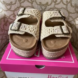 Corkys Tan Crochet Sandals